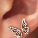 Silver Butterfly Rhinestone Earrings Photo 0