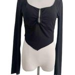 H:ours NEW  Revolve Size Medium  Top Blouse Shirt Crop Long Sleeve Black Photo 0