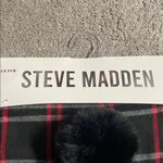 Steve Madden  Black and Red Checkered Scarf with Beanie NWT Photo 2