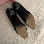 St. John Black Italian Leather Pumps Gold-Tone Button Emblem Size 6.5 $395 Photo 5