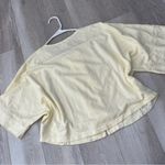 Aerie  Lace Shirt button up short sleeve crop womens Yellow (medium) cottagecore Photo 3