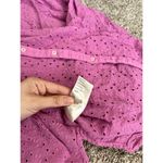 Free People  Maddison Eyelet Blouse Orchid L Button Front Long Sleeve Oversized Photo 7