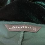 ZARA  Green Velvet Velour V-neck Long Sleeve Mini Fit & Flare Wrap Dress Size S Photo 3