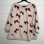 Love Tree Women's Cream‎ Sweater with Red Bow Design Size 1X Photo 0