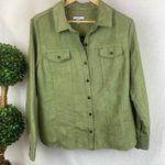Croft & Barrow Green Faux Suede Long Sleeve Button Up Top Shirt L Photo 0