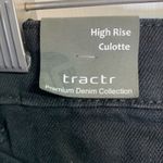 Tractr Black Premium Denim High Rise Wide Leg Button Photo 4