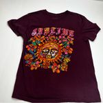 Sublime  Womens Size Medium Burgundy Purple Short Sleeve‎ Cotton Shirt Rock Sun Photo 2