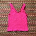 One Step Up HOT PINK RIBBED SEAMLESS V NECK TANK Photo 2