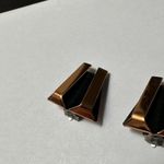 Renoir Oxidized Copper Modernist Clip On Earrings Signed Photo 2