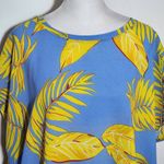 Joy Joy Blue and Yellow Tropical Print Dolman Sleeve Blouse Size Medium Photo 2