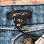 Nasty Gal  Blue Denim Patch Print Raw Hem Micro‎ Mini Skirt Photo 2