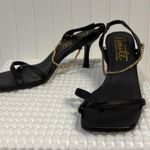 Nanette Lepore Nanette Lapore Black Strappy Heels Gold Chain 7.5 sandals square toe Photo 2