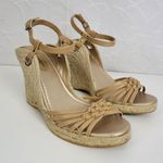 Self Esteem  Womens Sandals Size 9 Brown Cork Strap Slingback Wedge Heels Photo 3