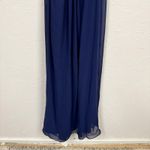 La Femme Blue Satin Strapless Chiffon Gown Womens 8 Formal Prom Maxi Bridesmaid Photo 9
