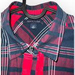 Tommy Hilfiger Red Navy Plaid Shirt mini collar Longsleeve cotton dress belt S Photo 5