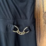 Cache black faux wrap knee length dress gold accents flattering short Small Photo 3