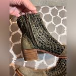 Free People  Suede Leather Boots Olive Woven Ankle Boots side zip US 8-8.5 EU 39 Photo 2