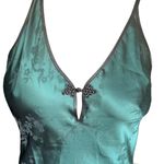 Byer California California Dynasty medium RARE & vintage green satin slip dress, nightgown​ Photo 4