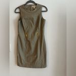 Michael Kors  Olive Green Sheath Dress Size 4 Gold Hardware Sleeveless Photo 2