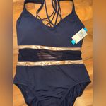 Bleu Rod Beattie  1 piece swim sheer strappy back size 10 NWT‎ bathing suit Photo 1