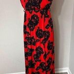 Janette Fashion Red Flower Print Summer Dress in Size Medium Photo 0
