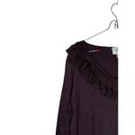 Milly Women's Top Vintage Ruffled V-Neck Cardigan Long Sleeve Front Button Large Photo 2