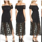Bardot  Black Off The Shoulders Lace Overlay Gracie Midi Dress Size 4 XS Photo 1
