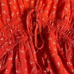 Free People Colette Printed Buttondown Top Small Red Babydoll Longsleeve Floral Photo 5