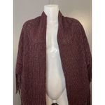David and Young Poncho Womens One Size Burgundy Metallic Knit Fringe Ruana Wrap Red Photo 1