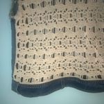 Free People  Distressed Denim Cargo Fringe Jean Vest Macrame Crochet L Photo 12