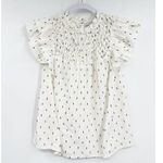 Saylor Pintuck Cotton Dot Ruffle Flounce Top XS Photo 0