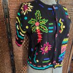One size fits many//Vintage 90s Novelty Short Sleeve Cardigan Sweater Black Size M Photo 2