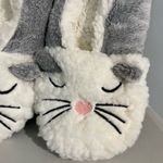 Fuzzy Babba Slippers Gray Kitty Cat House Shoes One Size New Photo 1