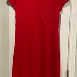 George Size M Red Stretchy Short Sleeve V Neck Ruffle Hem Pullover Mini Dress Size M Photo 0