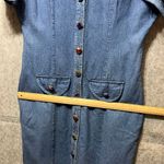 Spencer Alexis Vintage 90s Large Denim Button Down Maxi Shirt Dress Safari Style Blue Photo 8