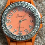 Geneva Platinum women’s vintage orange/silver crystal‎ adjustable bracelet watch Orange Photo 2