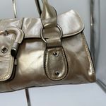 East 5th  Vintage Metallic Leather Thick Hardware Buckle Flap Satchel Photo 3