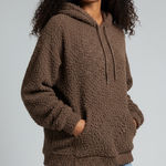 Umgee Brown Fuzzy Teddy Bear Sherpa Fleece Hoodie Sweatshirt Women's Casual Comfort Photo 0