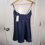 PINK - Victoria's Secret NWT Victoria Secrets Pink Mini Tencel Night Gown Women's Medium Navy Blue Photo 1