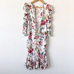 ByTimo White Floral Satin Bubble Knee Length Dress Size M Photo 8