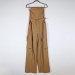 Alice + Olivia Sachiko Strapless Cargo Utility Multi Pocket Jumpsuit Jumper Tan Photo 0