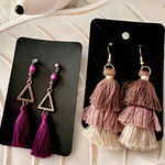 Tassel Boho Triangle Earrings Set Women Purple Brown Cream Dangle Ombre Jewelry Photo 0