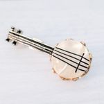 Vintage Brooch / Vintage Pin Mother of Pearl Banjo 1.5" Photo 1