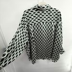 Lane Bryant  22/24 Geometric Satin Button Down Blouse Black Green Plus Size Top Photo 3