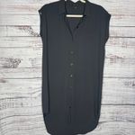 Eileen Fisher XS Black 100% Silk Button Front Tunic Shirt Dress Photo 1