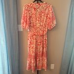 Figueroa‎ & Flower NWT Midi Dress Tiered Floral Cream Coral Orange Size Large Photo 4