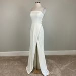 AQUA  Strapless Cut-Out Back Long A-Line Evening Gown White Size 6 Formal Dress Photo 4
