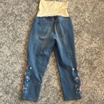 Flutter & Kick Maternity Skinny Ankle Embroidered Blue Jeans Size undefined Photo 4