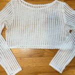 SheIn White Crochet Knit Long Sleeve Crop Top Photo 0