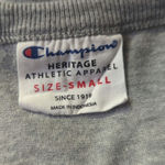 Champion  T Shirt Woman's Small Heritage‎ Athletic Gray Cropped All Over Script Photo 7